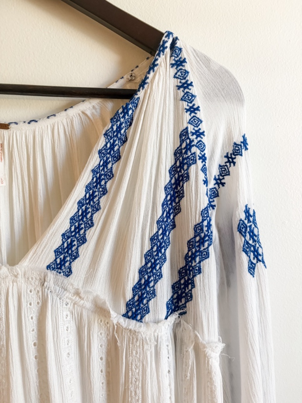 Free People Wild Horses Boho White Embroidered Mini Dress - Picture 13 of 16
